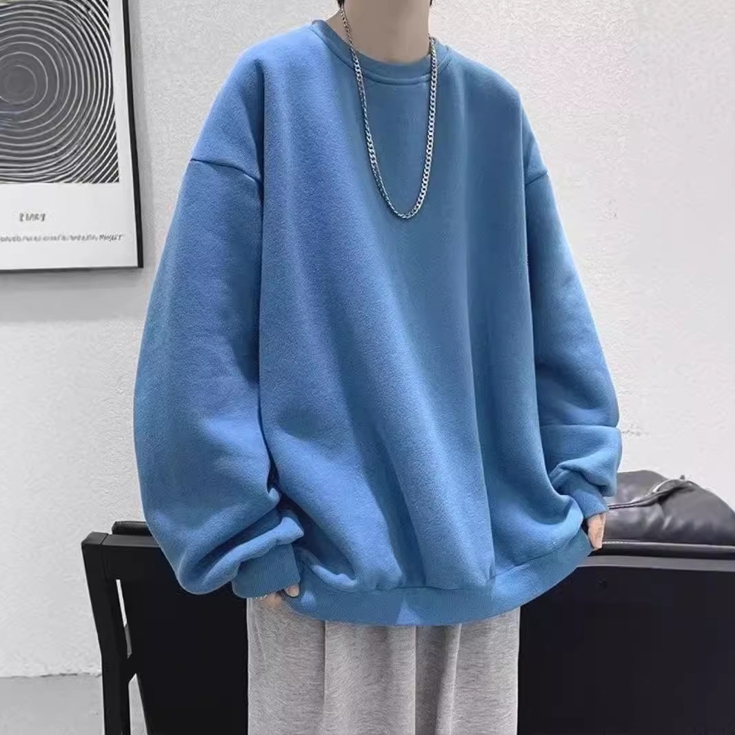 スウェットメンズ無地ゆったりシルエット裏起毛クルーネックトレーナー