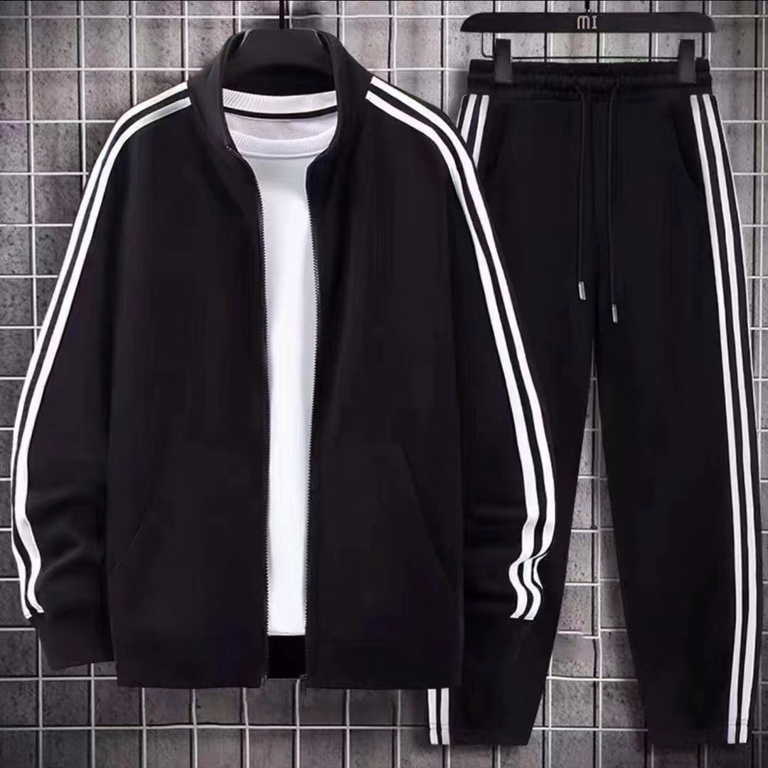 スウェットメンズ 三本線スポーティージップアップジャージ上下セット