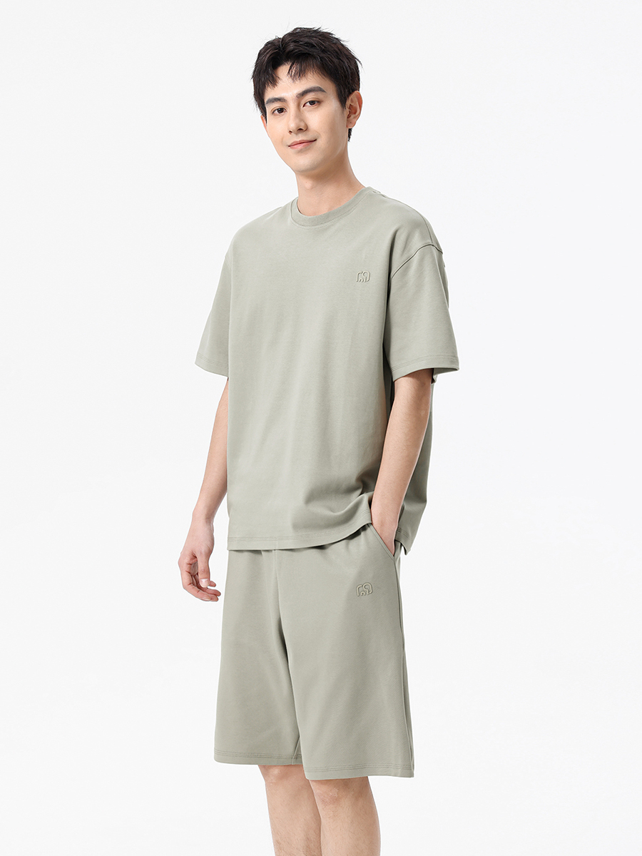 スウェットメンズ シンプル半袖ハーフパンツセット