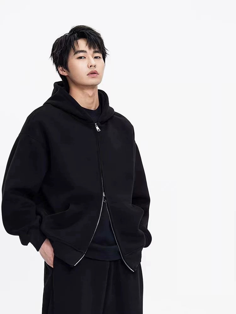 スウェットメンズ 無地ジップアップパーカー男女兼用秋冬新作
