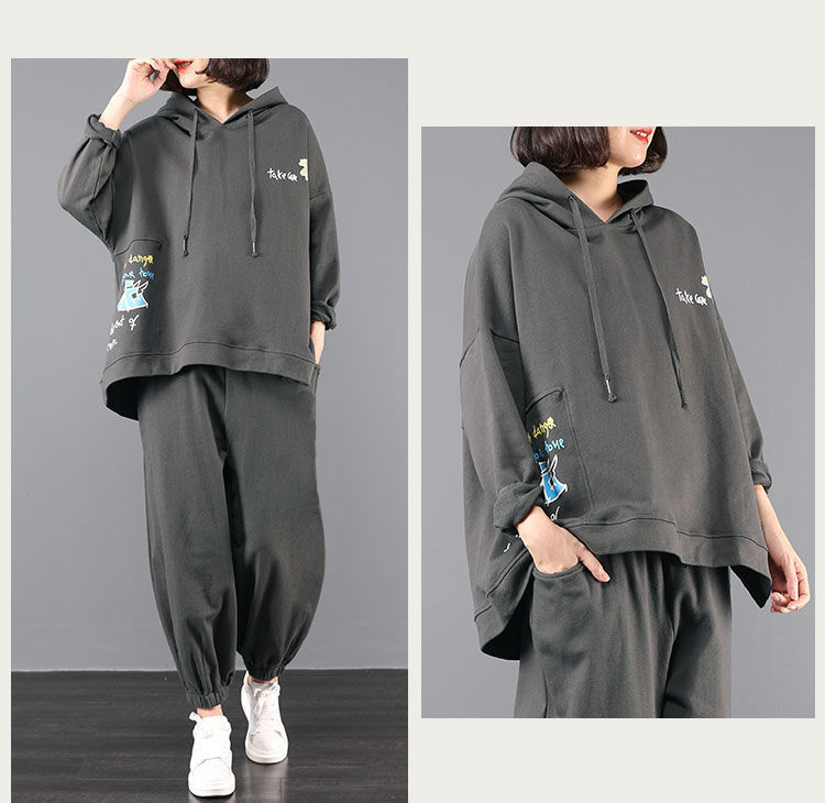 スウェットメンズ 袖プリント入りゆったりシルエットプルオーバーフード付き裏毛トップス