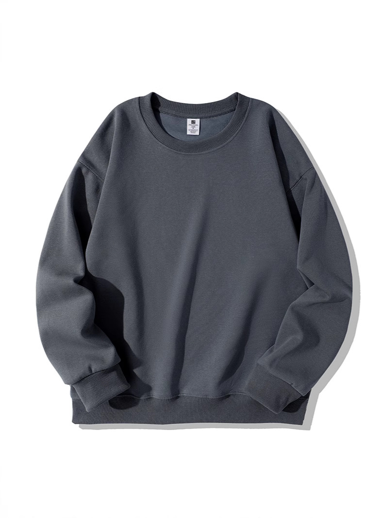 スウェットメンズ ゆったりシルエット無地クルーネック裏毛トレーナー