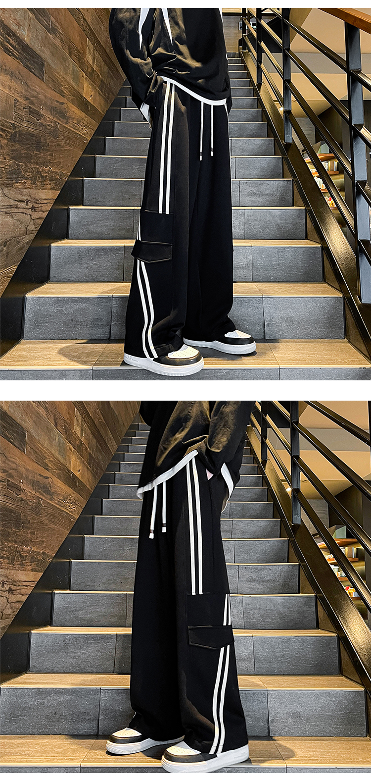 スウェットパンツ 縦ライン入り ゆったりスウェットパンツ