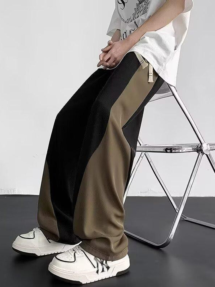 バイカラーデザインワイドスウェットパンツ