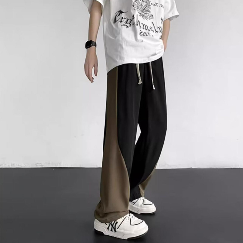 バイカラーデザインワイドスウェットパンツ