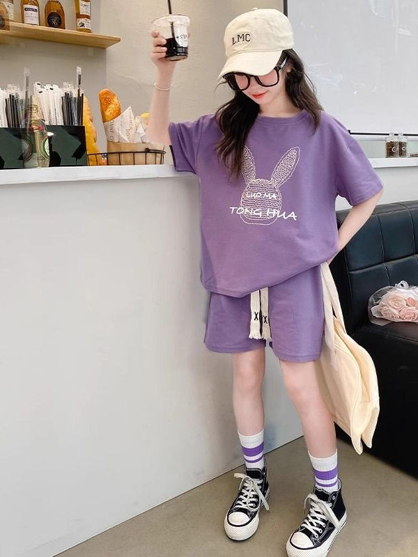 スウェットパンツ うさぎ刺繍ショートパンツセット