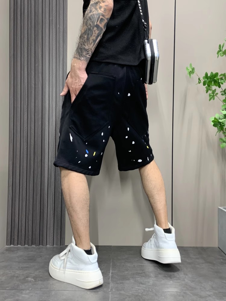 【メンズ】スウェットパンツ 飛沫模様ゆったりショートパンツ