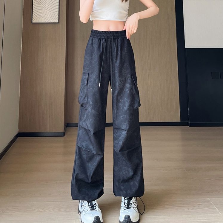 【レディース】ムラ染めカーゴワイドスウェットパンツ