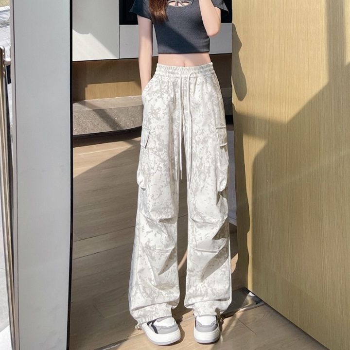 【レディース】ムラ染めカーゴワイドスウェットパンツ