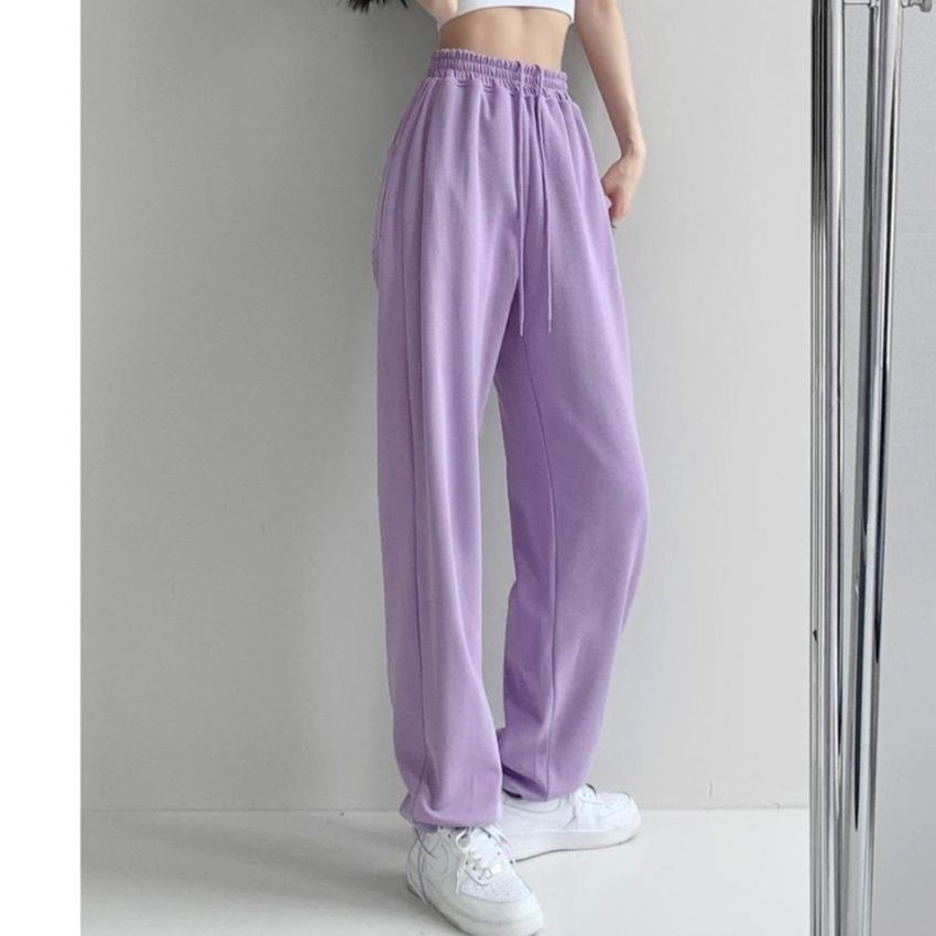 【レディース】シンプルハイウエスト裾絞りスウェットパンツ