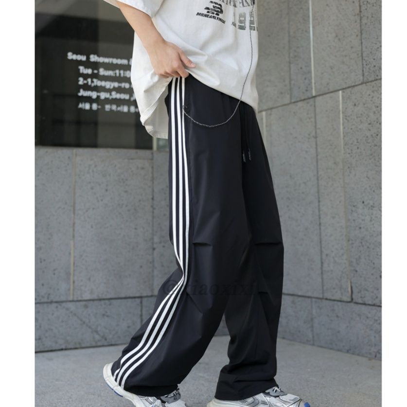 スウェットパンツ 三本線ゆったりスウェットパンツ