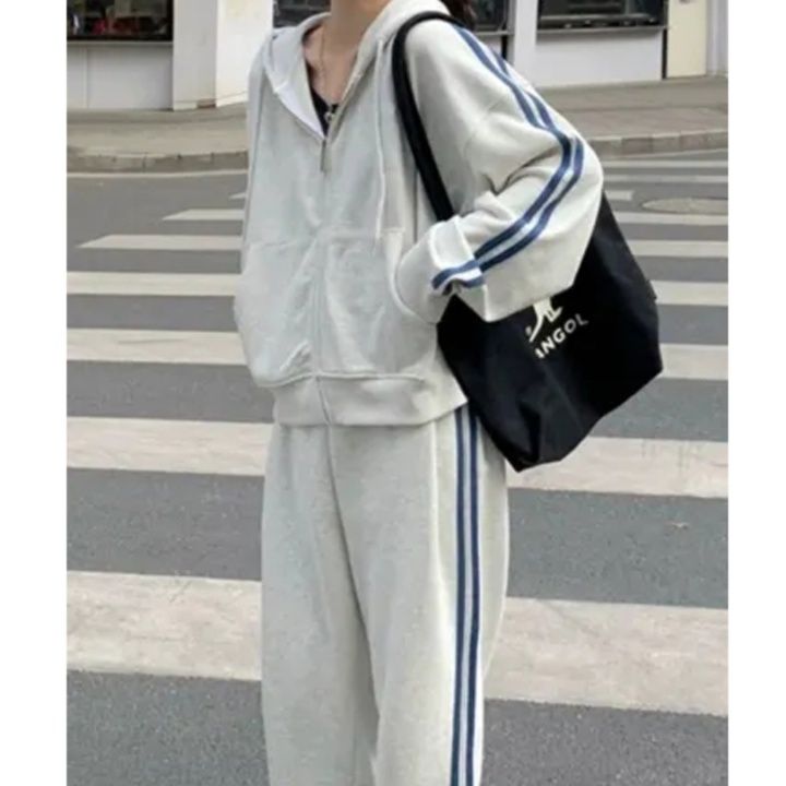 【レディース上下セット】スウェットパンツ ラインデザイン ストレートスウェット