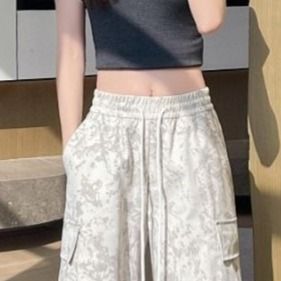 【レディース】ムラ染めカーゴワイドスウェットパンツ
