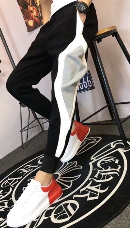【メンズ】サイドラインデザイン ストレートスウェットパンツ