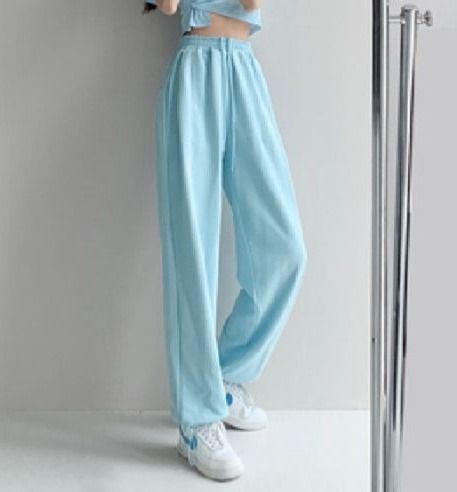 【レディース】シンプルハイウエスト裾絞りスウェットパンツ