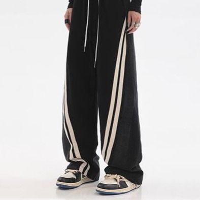 【レディース】スウェットパンツ サイドライン入りワイドスウェットパンツ