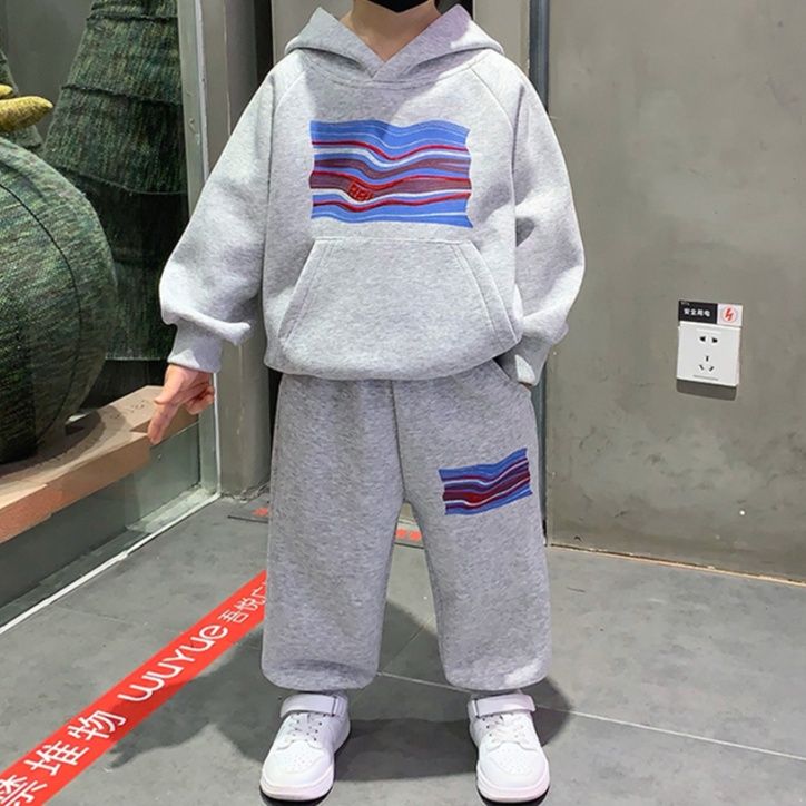 【キッズ上下セット】スウェットパンツ 子供用ウェーブデザインワイドパンツ