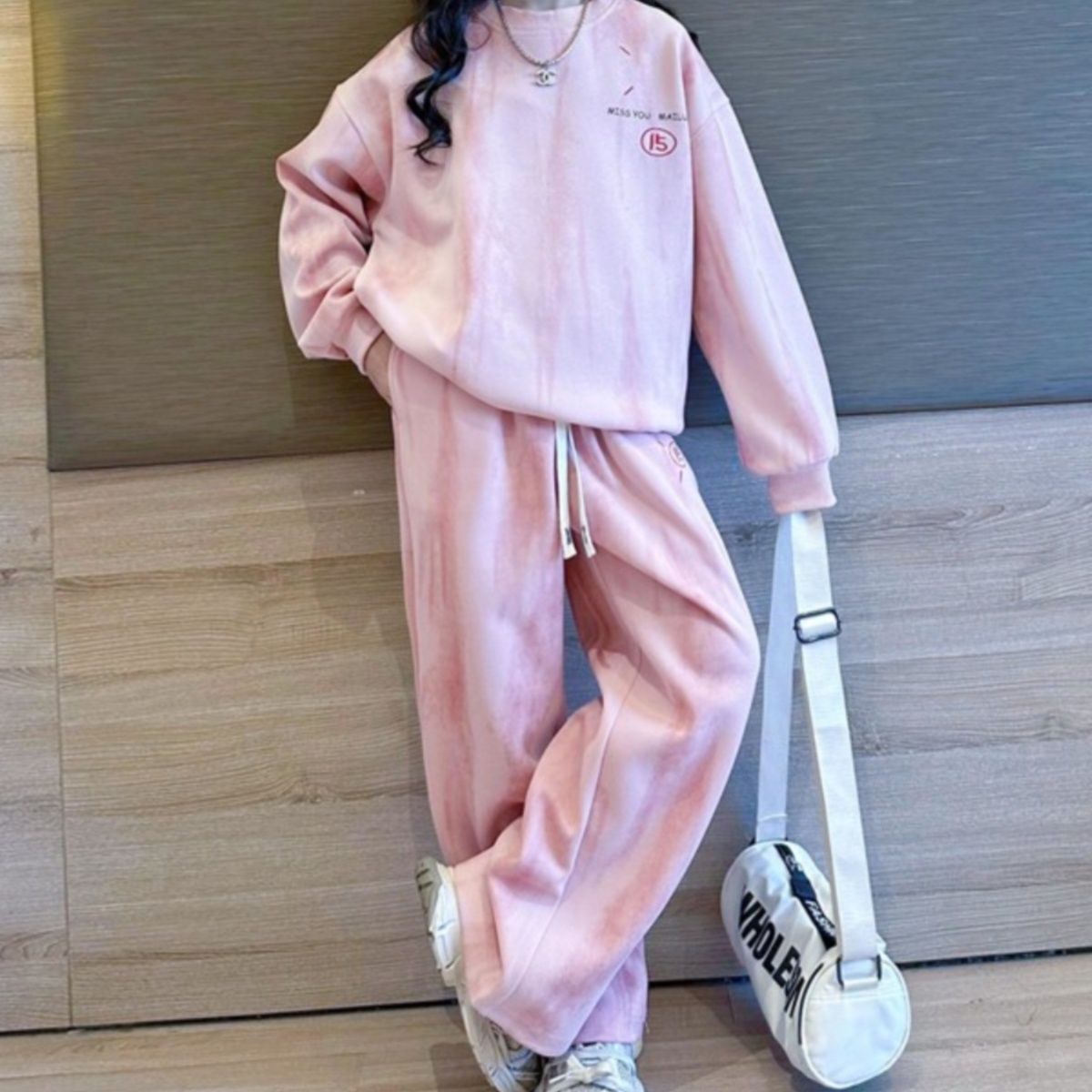 【キッズ上下セット】スウェットパンツ ジュニア用ワイドスウェットセット