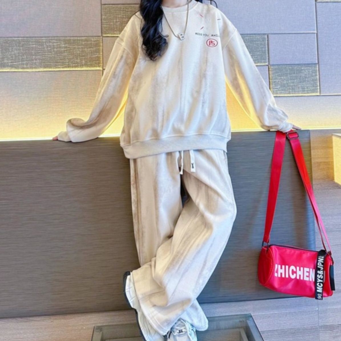【キッズ上下セット】スウェットパンツ ジュニア用ワイドスウェットセット