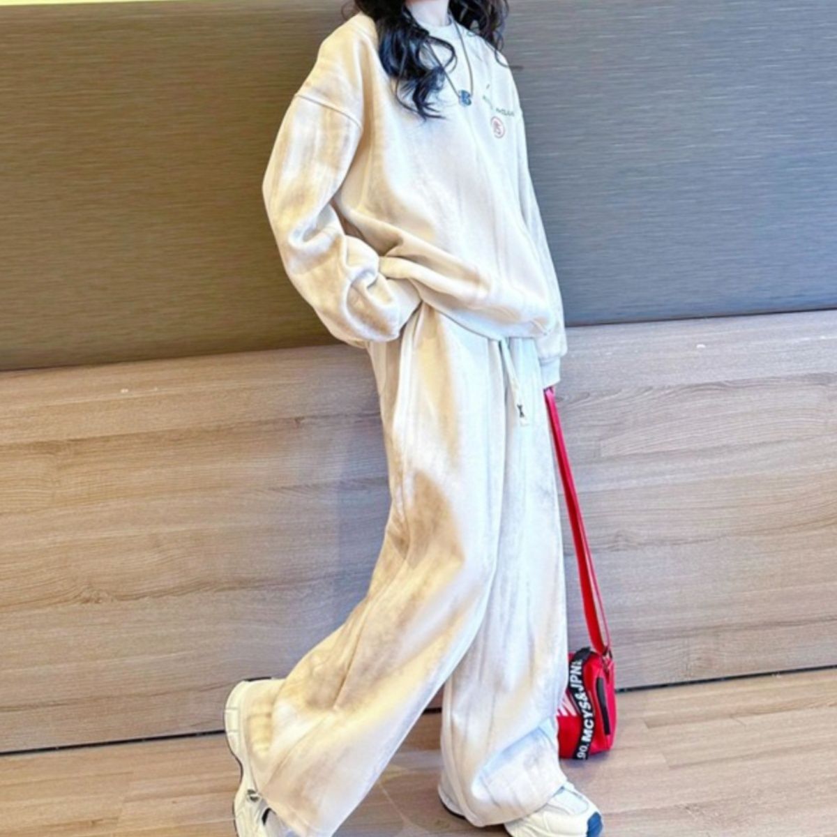 【キッズ上下セット】スウェットパンツ ジュニア用ワイドスウェットセット