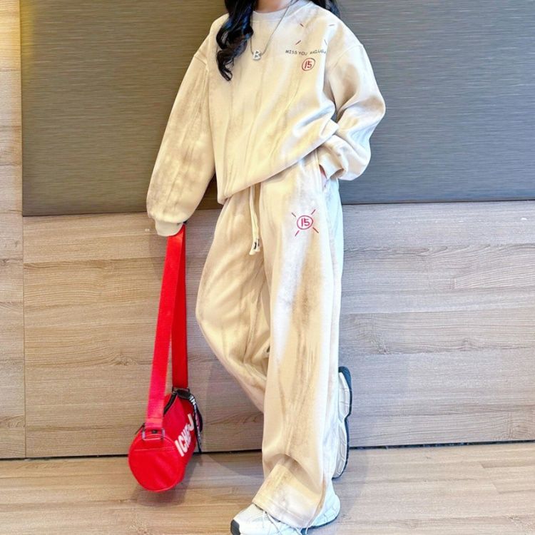 【キッズ上下セット】スウェットパンツ ジュニア用ワイドスウェットセット