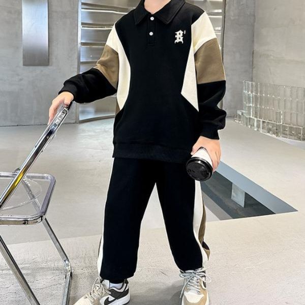 【キッズ上下セット】スウェットパンツ ジュニア切替デザインセットアップスウェット