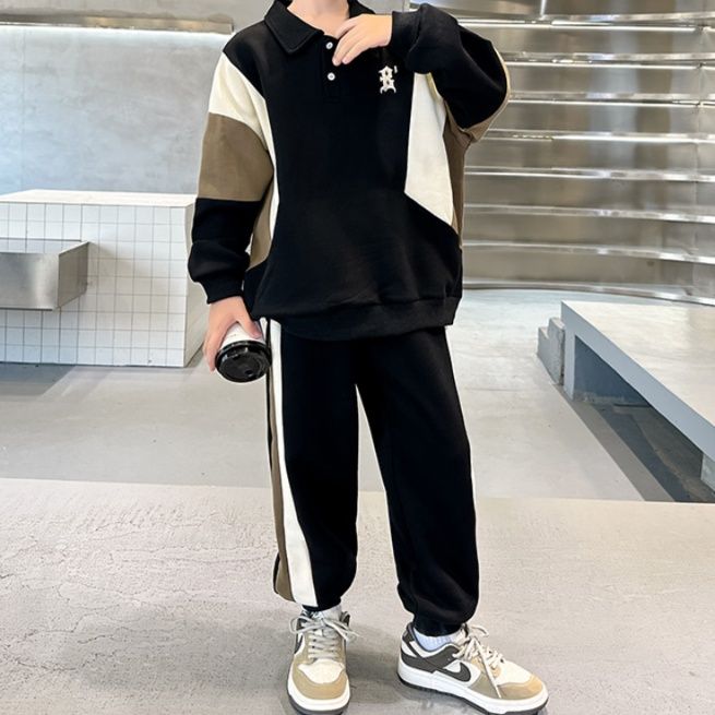 【キッズ上下セット】スウェットパンツ ジュニア切替デザインセットアップスウェット