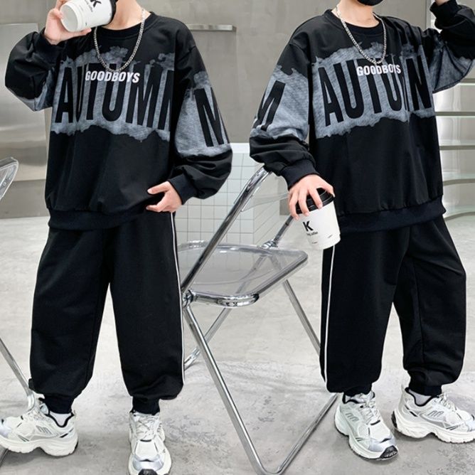 【キッズ上下セット】スウェットパンツ ゆったりグラフィックセットアップ