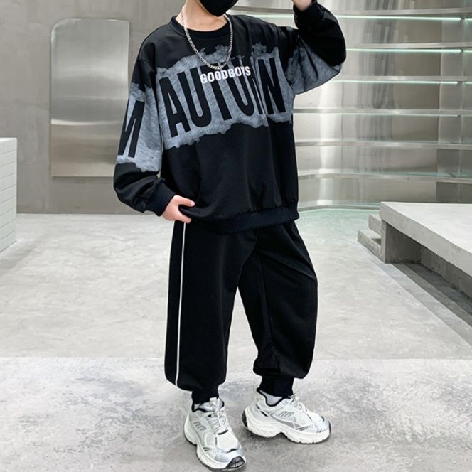 【キッズ上下セット】スウェットパンツ ゆったりグラフィックセットアップ