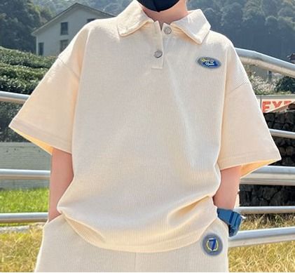 【キッズ上下セット】スウェットパンツ 子供用ポロシャツセットアップ半袖ショート