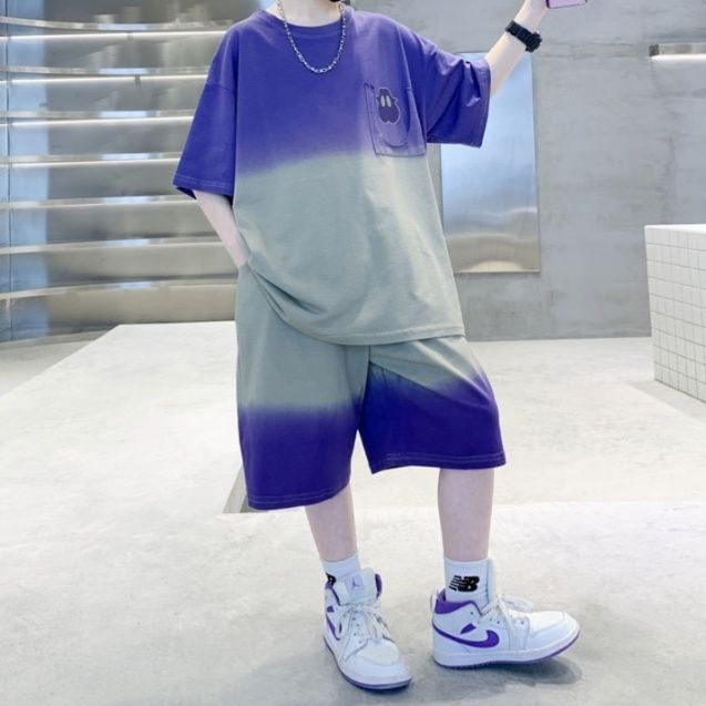 【キッズ上下セット】スウェットパンツ 子供用グラデーションセットアップ