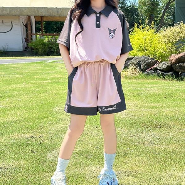 【キッズ上下セット】スウェットパンツ 切り替えデザイン リラックスショート