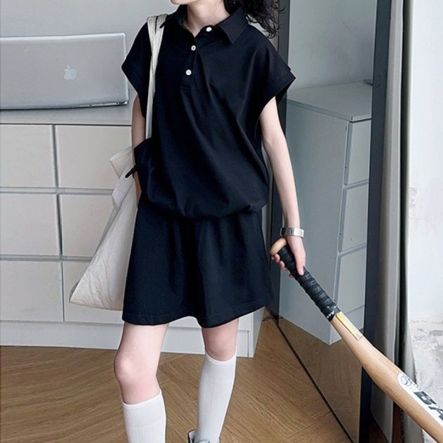 【キッズ上下セット】スウェットパンツ 女の子用襟付きシャツ＆ショートパンツセット