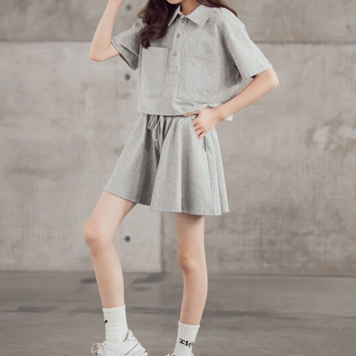 【キッズ上下セット】スウェットパンツ ジュニア向けポロシャツ半袖ショートパンツセット