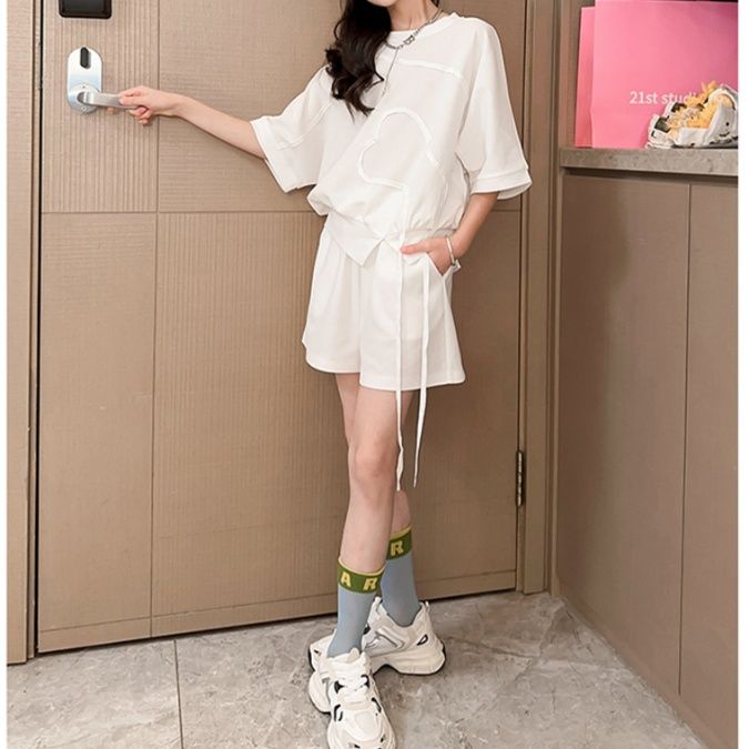 【キッズ上下セット】スウェットパンツ ゆったりシルエット半袖セットアップ