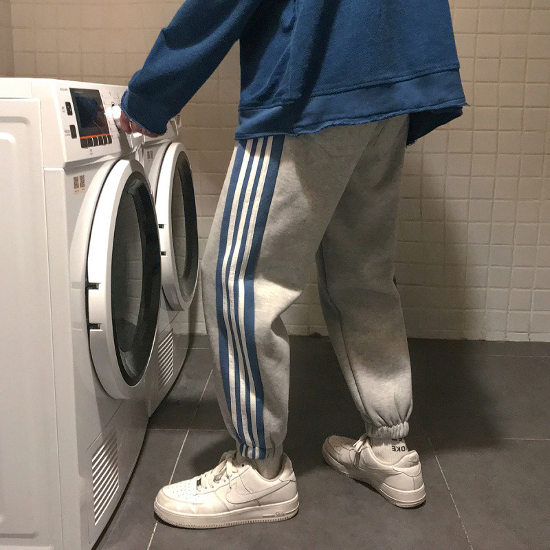 【メンズ】サイドライン裾リブスウェットパンツ