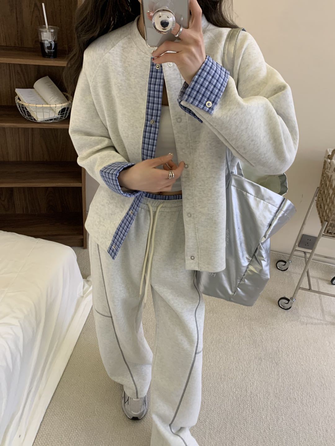 【レディース上下セット】スウェットパンツ スウェットパンツ 切替リラックスワイドパンツ