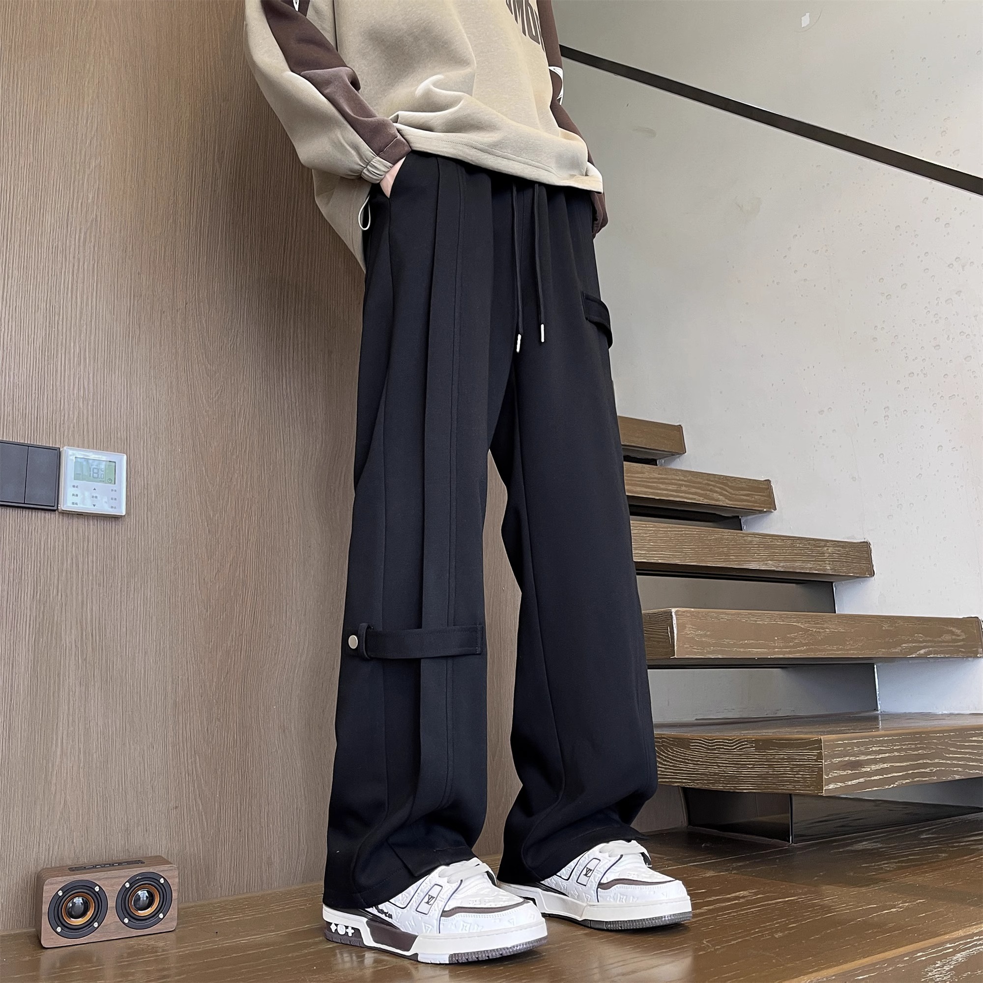 【メンズ】スウェットパンツ スウェットパンツ ゆったり快適 カーゴポケット付きワイドパンツ