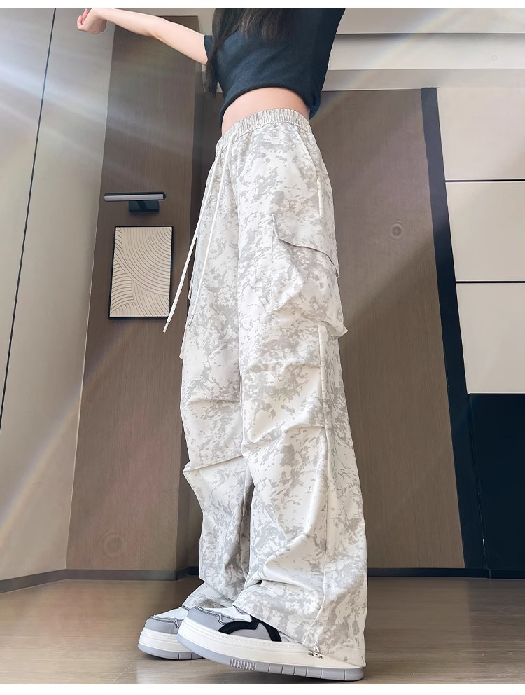 【レディース】ムラ染めカーゴワイドスウェットパンツ