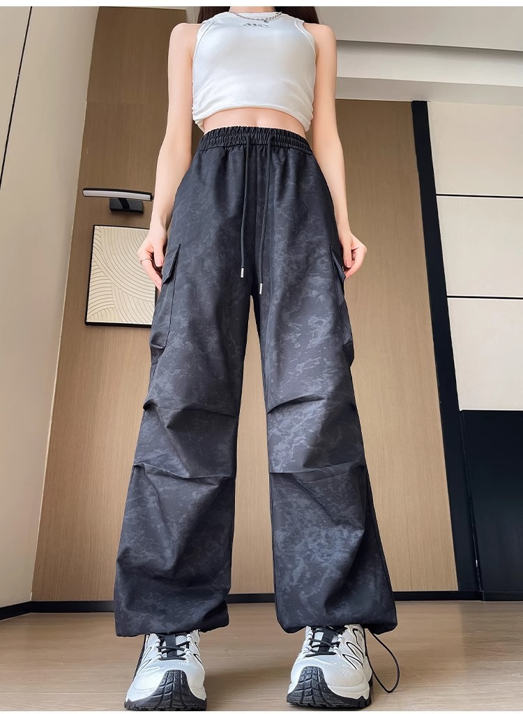 【レディース】ムラ染めカーゴワイドスウェットパンツ