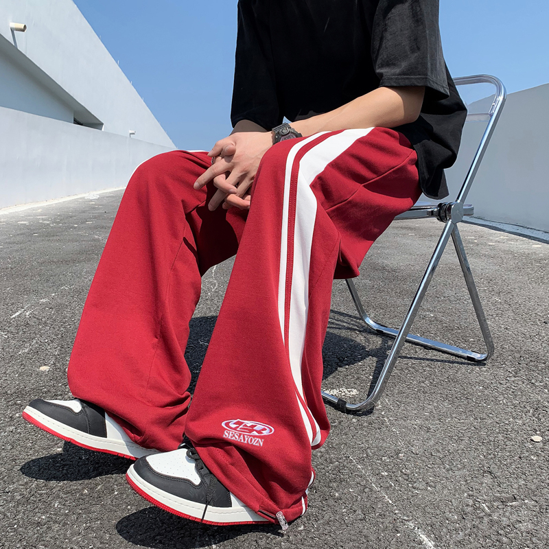 【レディース】サイドラインストライプ ワイドスウェットパンツ