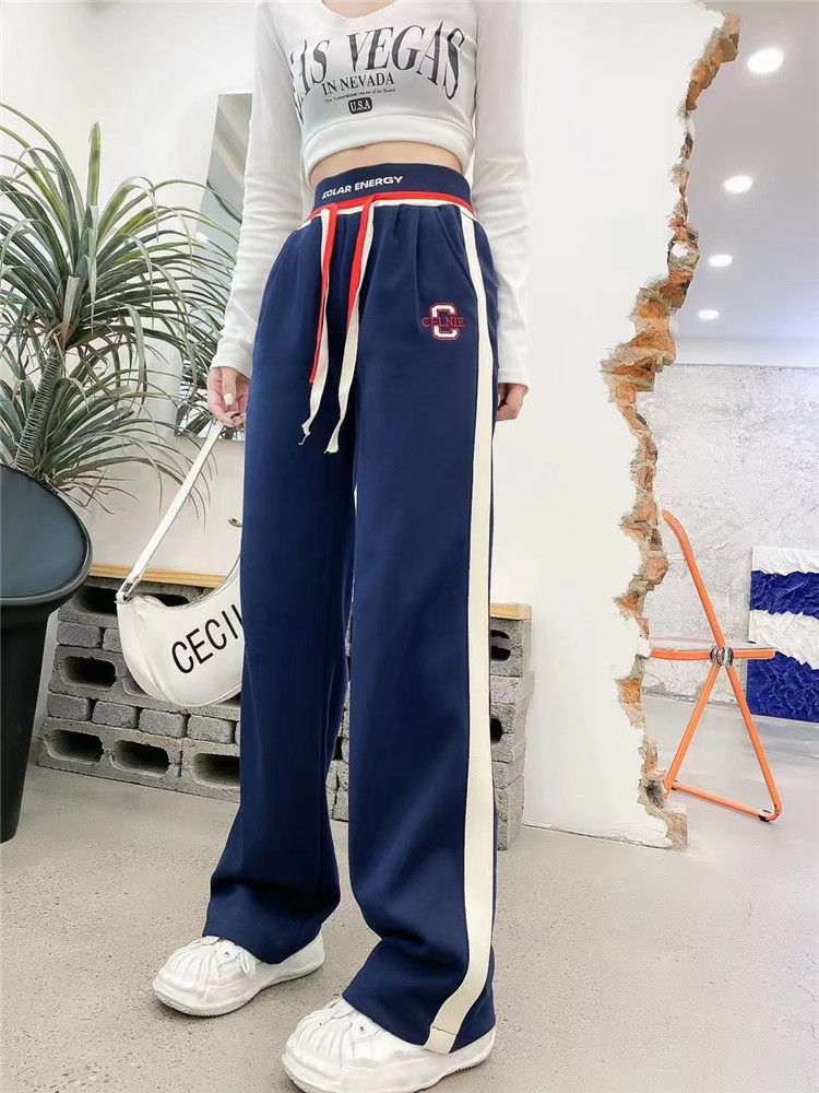 【レディース】スウェットパンツ ロゴ入りサイドライン ゆるパンツ