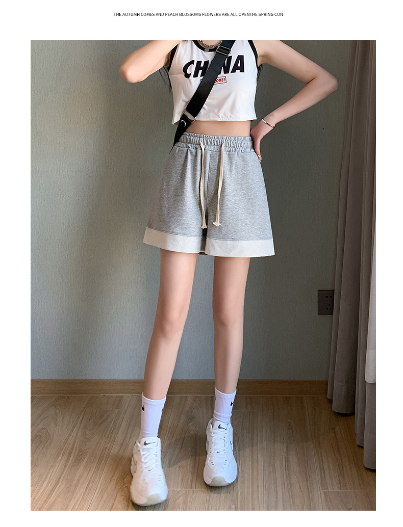 【レディース】ハイウエストゆったりショートスウェットパンツ