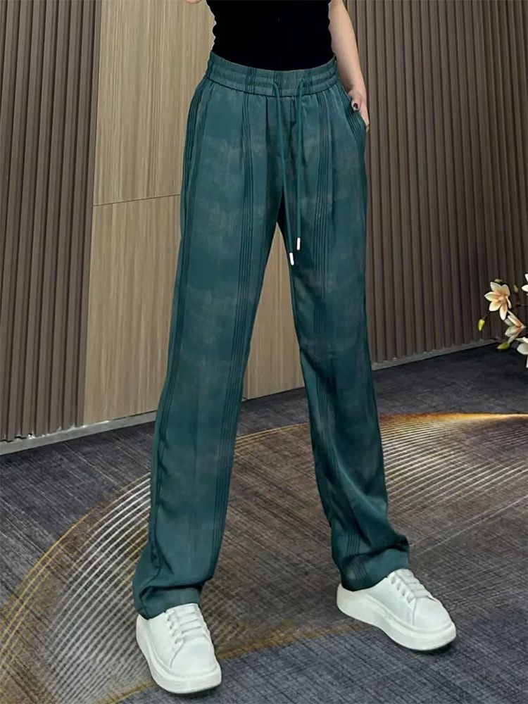 【レディース】和風テイスト ストレートスウェットパンツ