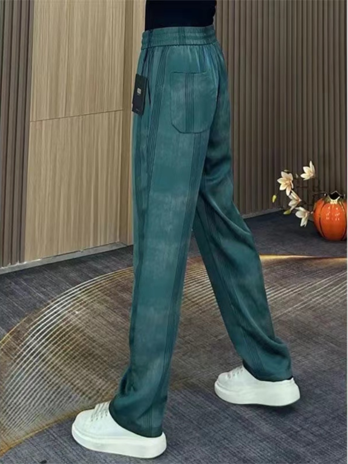 【レディース】和風テイスト ストレートスウェットパンツ