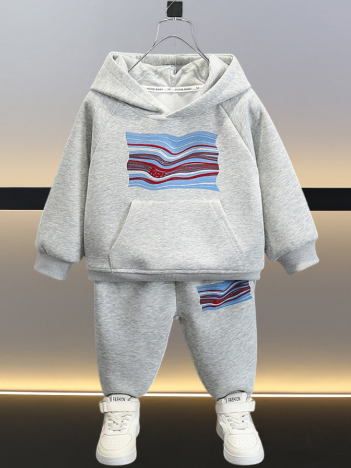 【キッズ上下セット】スウェットパンツ 子供用ウェーブデザインワイドパンツ