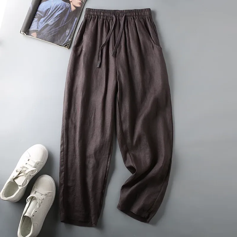 スウェットパンツ 麻素材ストレート ゆったり楽ちん仕様