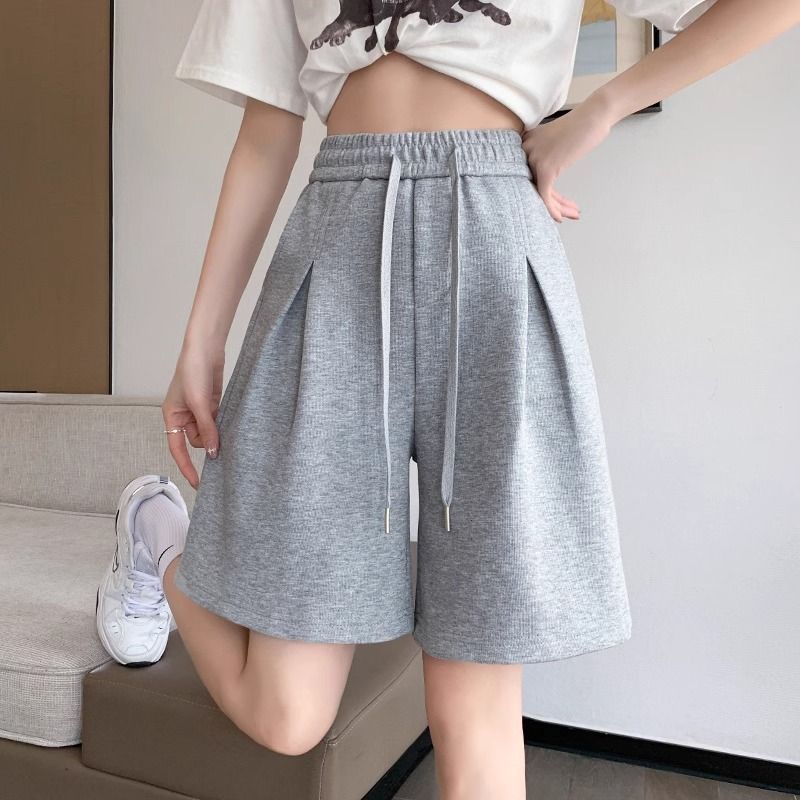 【レディース】スウェットパンツ プリーツタック入りゆったりショート
