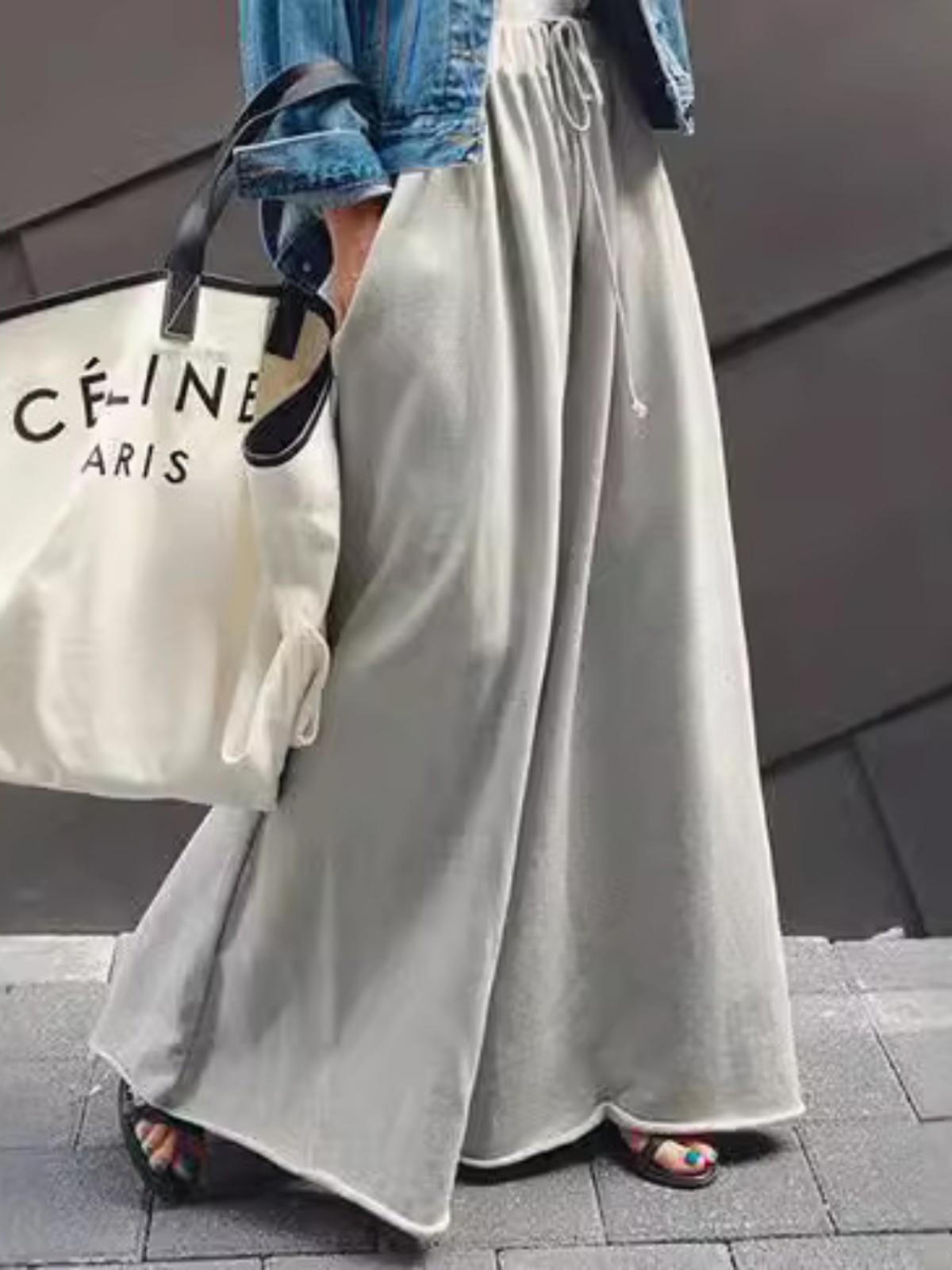 【レディース】スウェットパンツ 優雅な流れるワイドフレアパンツ