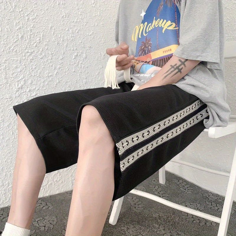 スウェットパンツ サイドライン刺繍テープ付きスウェットショートパンツ